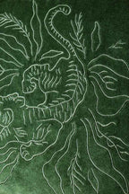 Green Velvet & Monochrome Stripe Embroidered Tiger Cushion