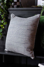 Green Velvet & Monochrome Stripe Embroidered Tiger Cushion