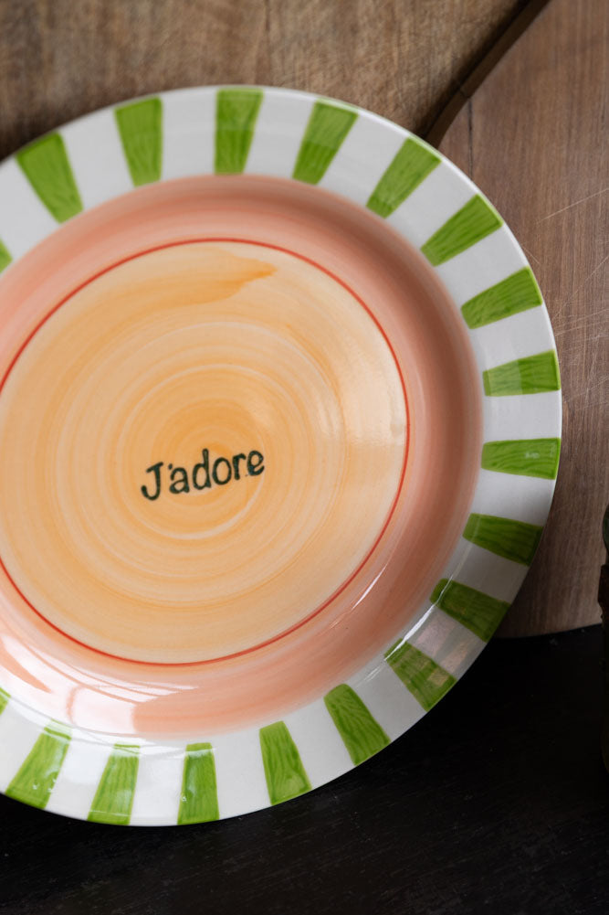 Green & Pink J’adore Ceramic Serving Plate