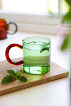 Green & Red Glass Mug