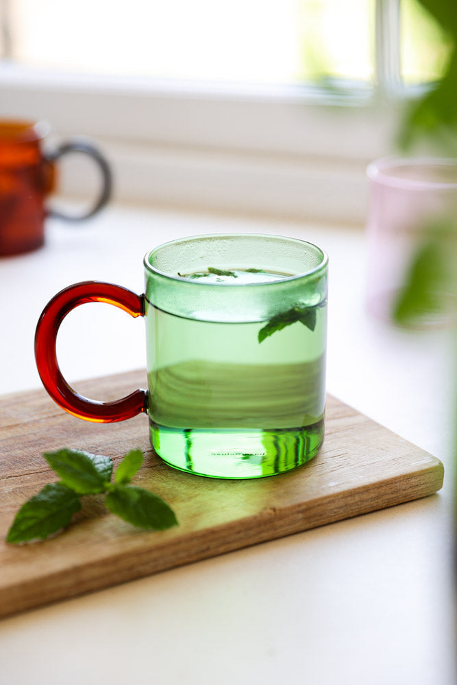 Green & Red Glass Mug