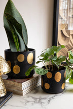 Handcrafted Black & Metallic Planter - Available In Two Sizes