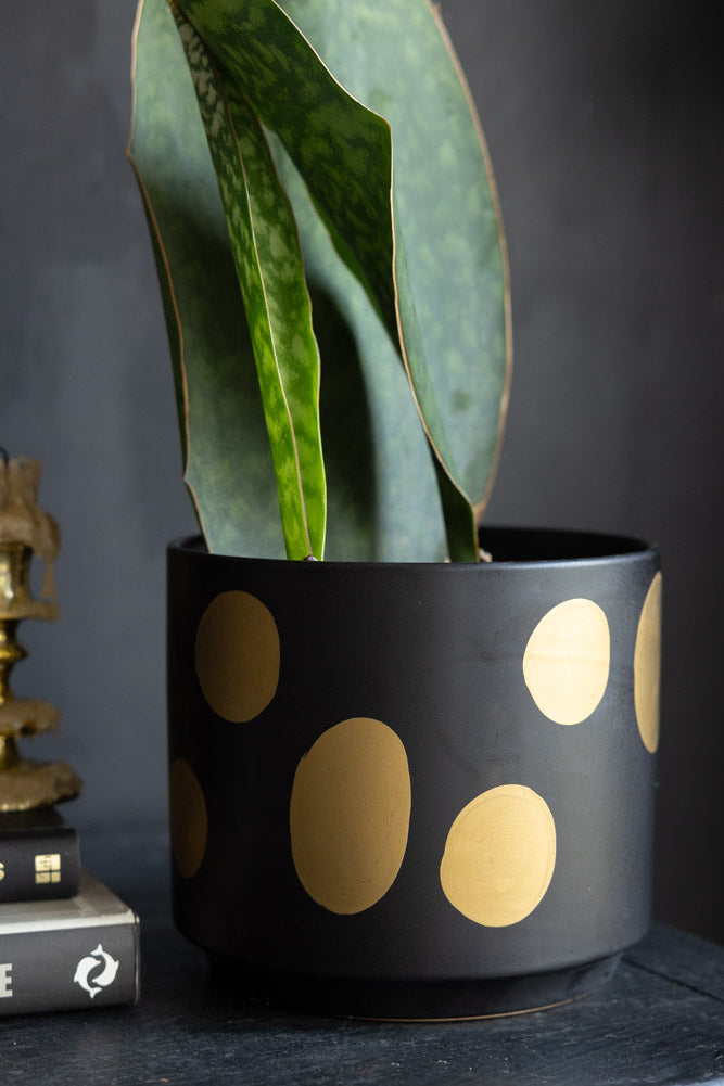 Handcrafted Black & Metallic Planter - Available In Two Sizes