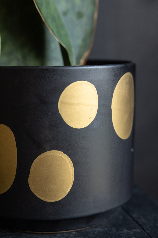 Handcrafted Black & Metallic Planter - Available In Two Sizes