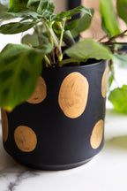 Handcrafted Black & Metallic Planter - Available In Two Sizes