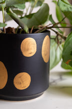 Handcrafted Black & Metallic Planter - Available In Two Sizes