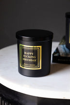 Happy Fucking Birthday Scented Candle - Leather & Tobacco