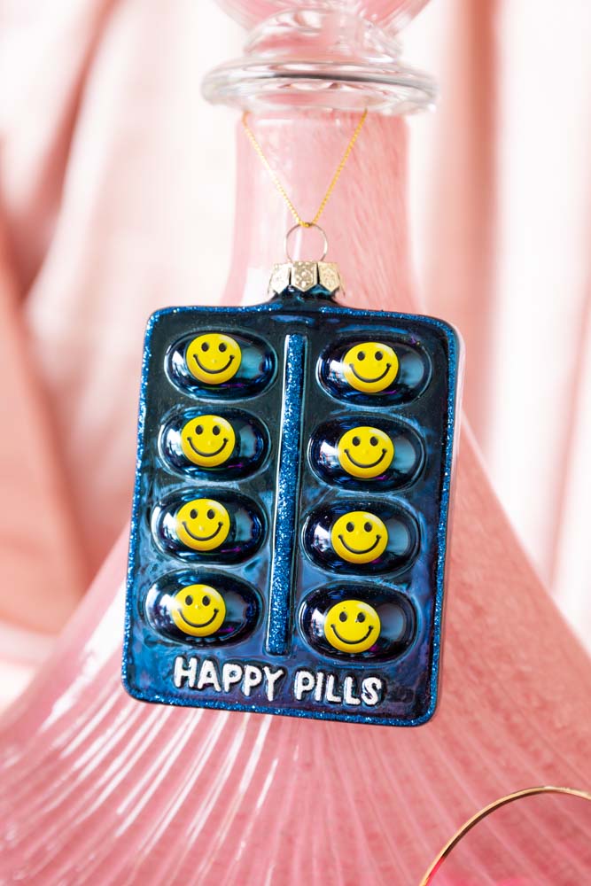 Happy Pill Glass Christmas Tree Decoration