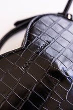 Heart Shaped Croc-Effect Cross Body Bag