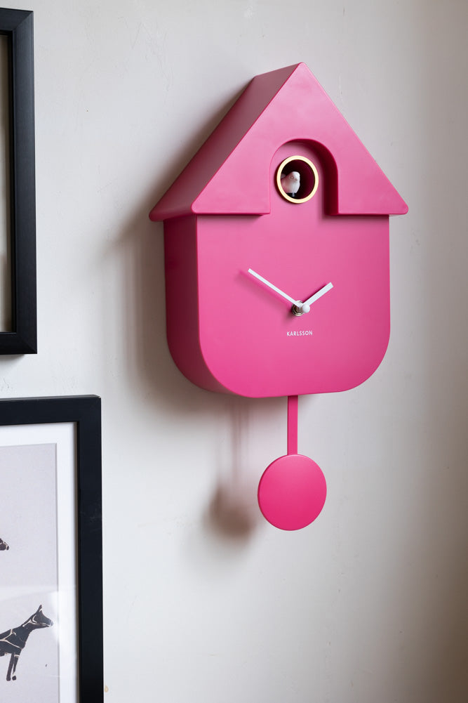 Hot Pink Modern Cuckoo Wall Clock