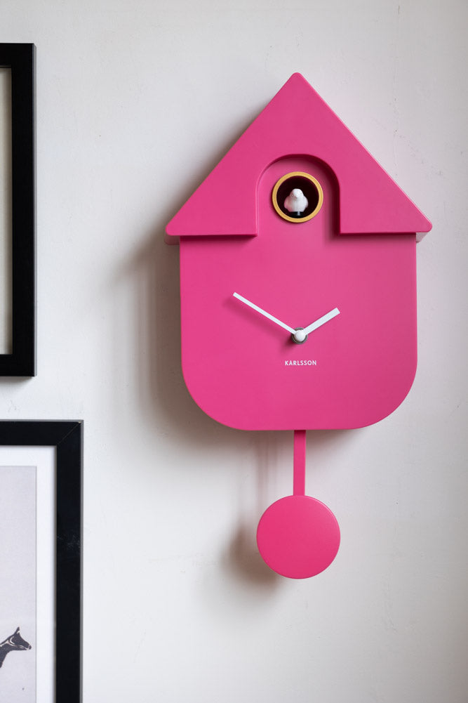 Hot Pink Modern Cuckoo Wall Clock