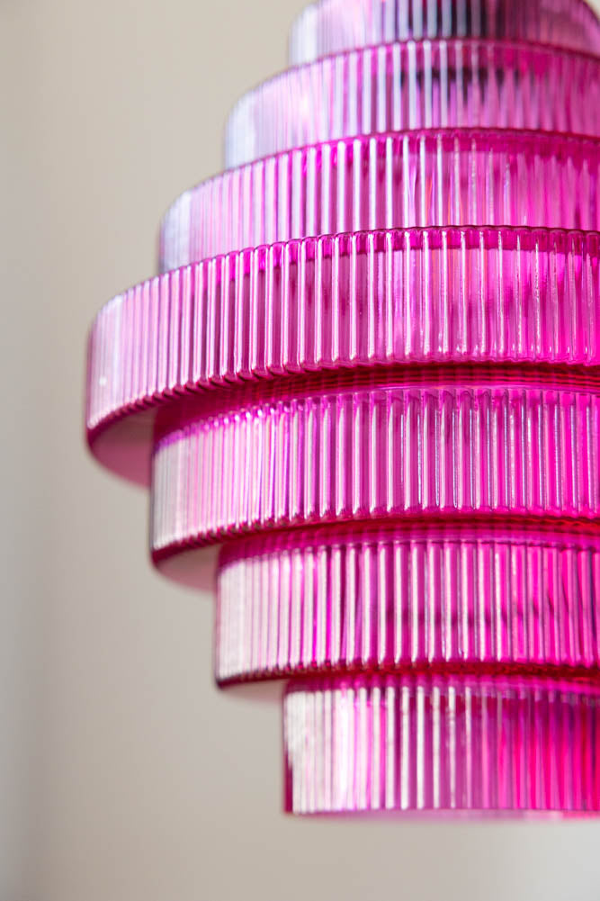 Hot Pink Tiered Glass Easyfit Ceiling Shade