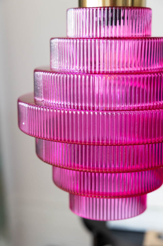 Hot Pink Tiered Glass Easyfit Ceiling Shade