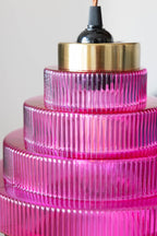 Hot Pink Tiered Glass Easyfit Ceiling Shade