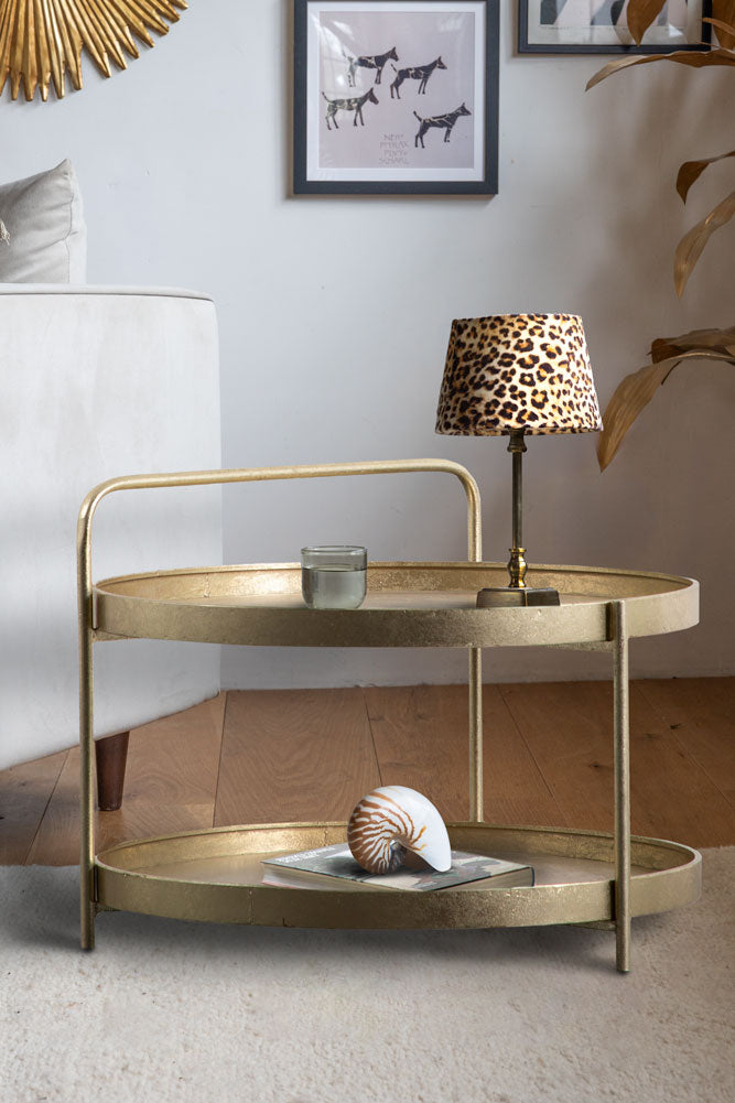 Industrial Style Two-Tier Coffee Table Gold