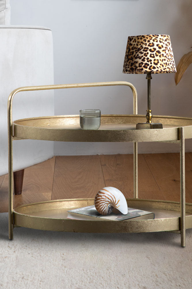 Industrial Style Two-Tier Coffee Table Gold