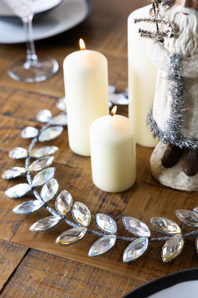 Jewelled Silver Leaf Door / Christmas Wreath