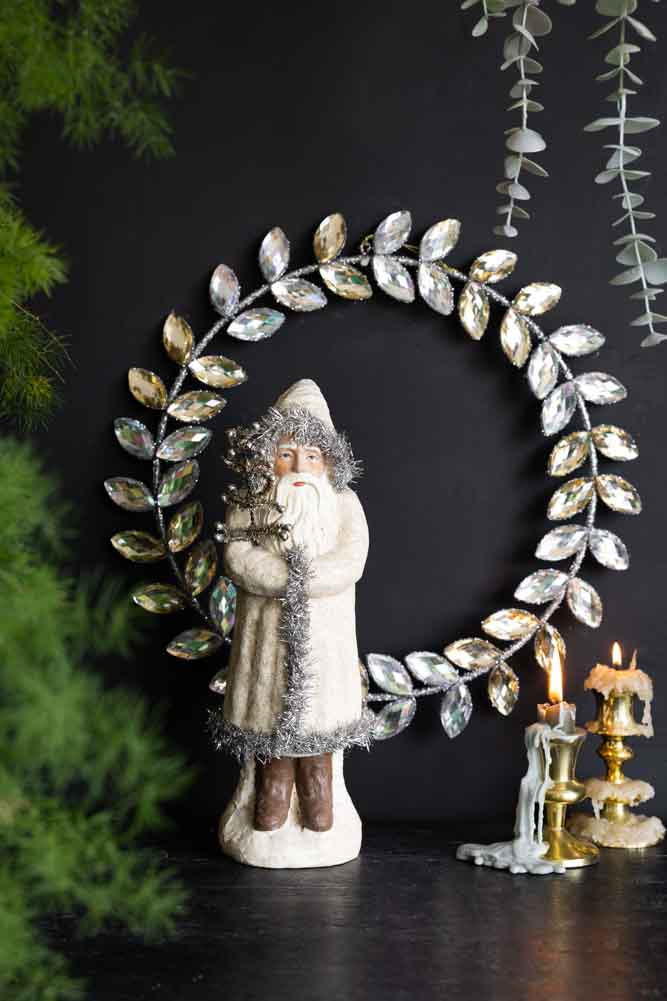Jewelled Silver Leaf Door / Christmas Wreath