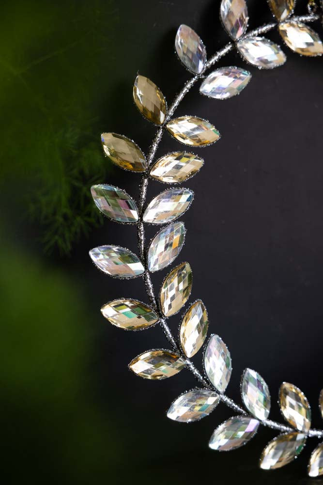 Jewelled Silver Leaf Door / Christmas Wreath