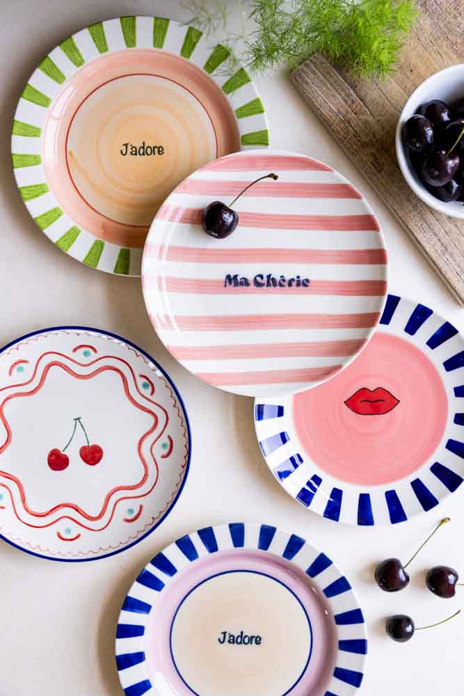 Cherry Print Ceramic Serving Plate