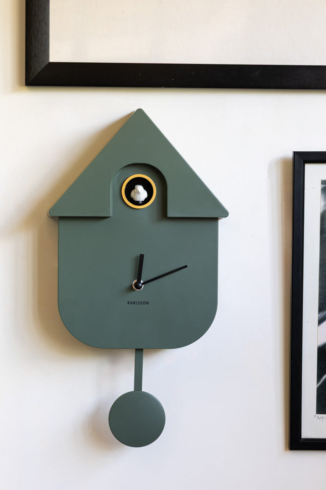 Khaki Green Modern Cuckoo Wall Clock