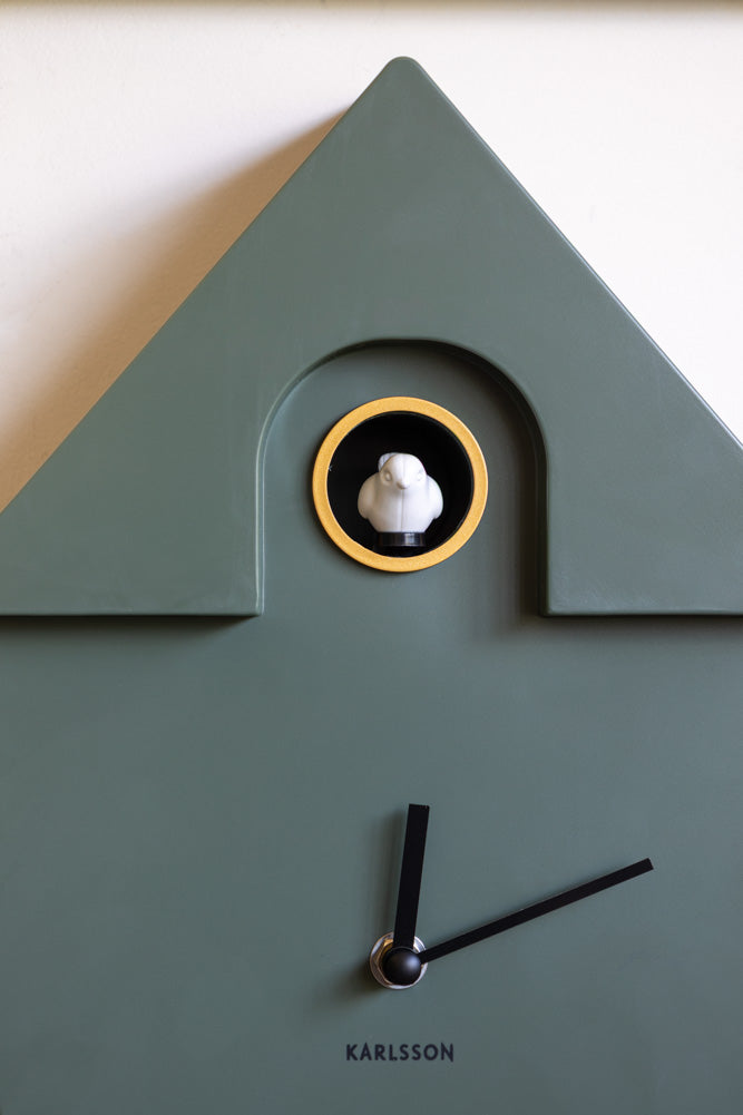 Khaki Green Modern Cuckoo Wall Clock