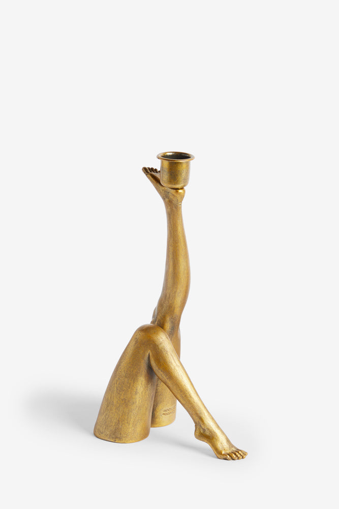 Kicking Leg Candle Holder In Gold