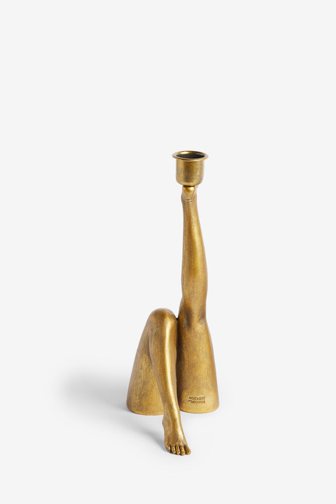 Kicking Leg Candle Holder In Gold