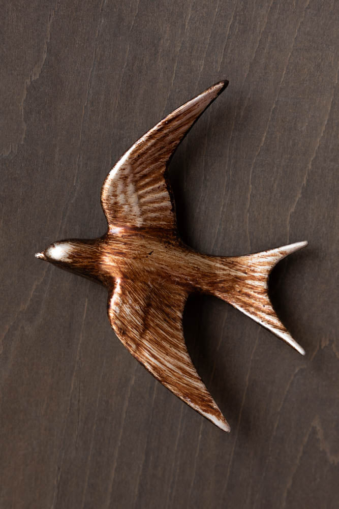 Large Antiqued Copper Swallow Wall Decoration