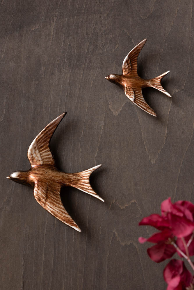 Large Antiqued Copper Swallow Wall Decoration