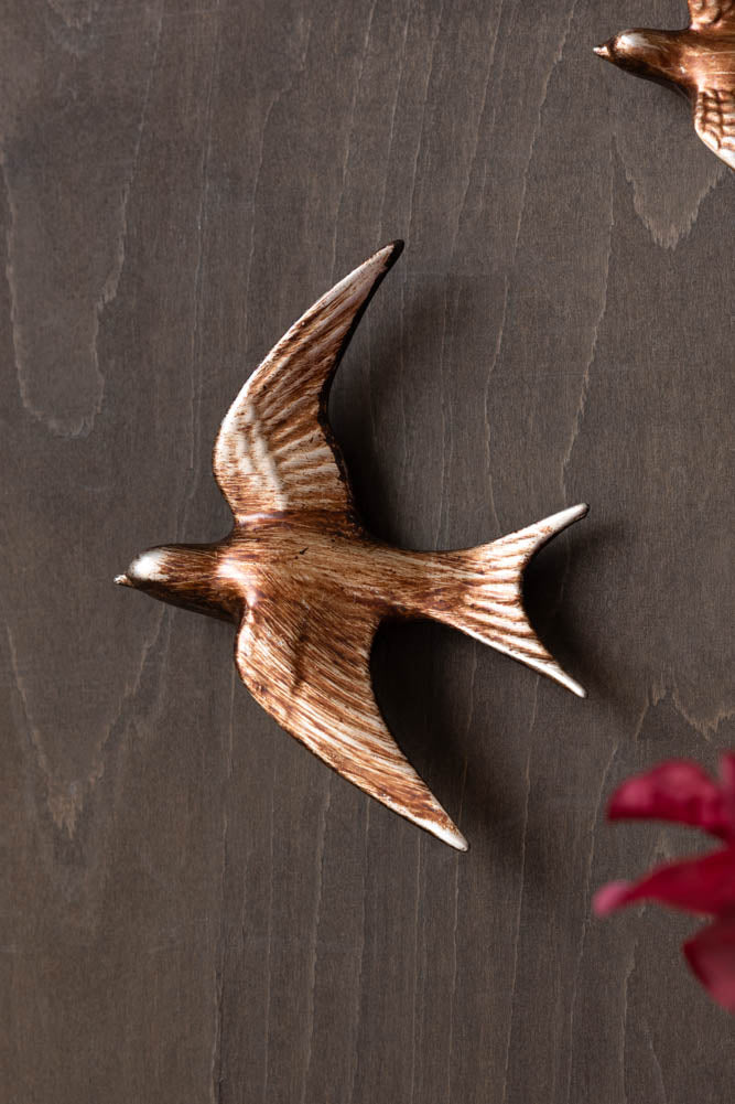 Large Antiqued Copper Swallow Wall Decoration