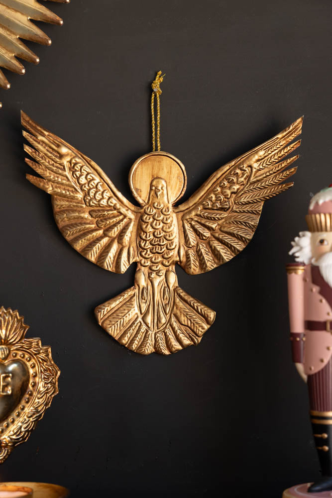 Large Antique Gold Dove Christmas Tree Decoration