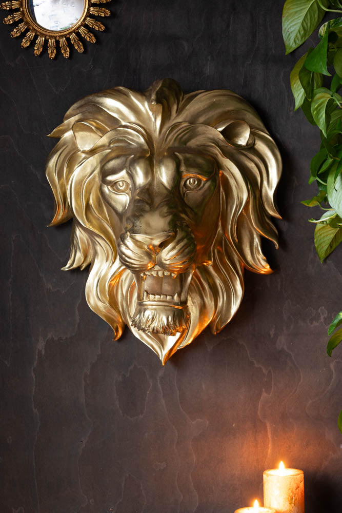 Large Gold Lion Head Wall Art