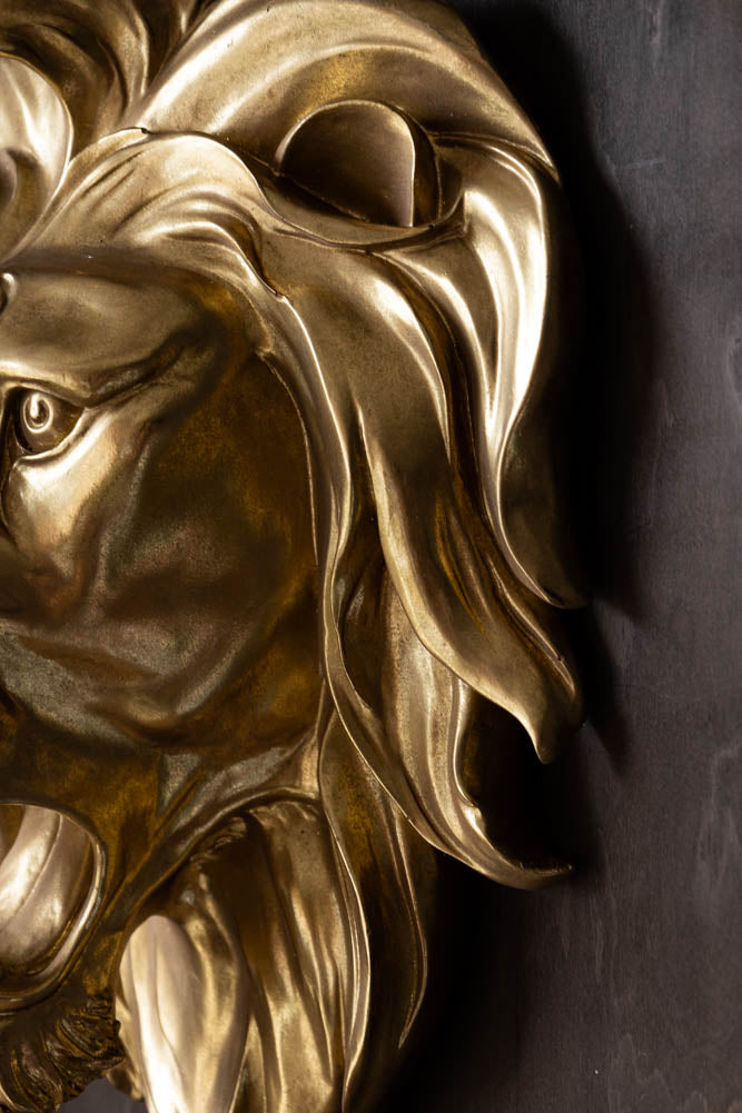 Large Gold Lion Head Wall Art