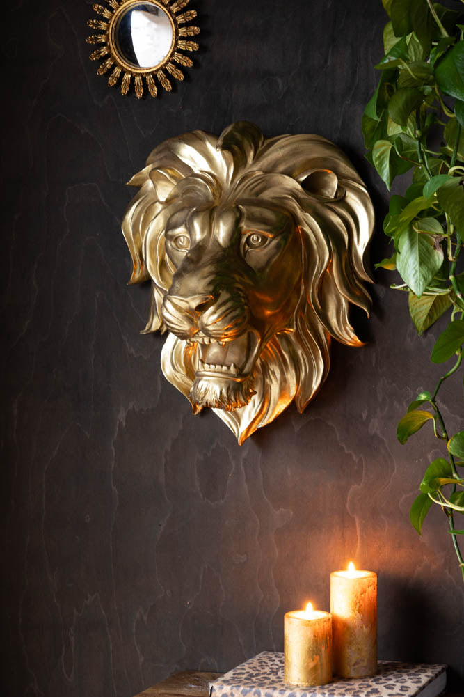 Large Gold Lion Head Wall Art