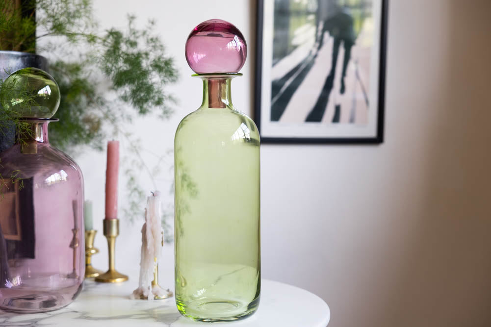 Green & Pink Tall Apothecary Bottle