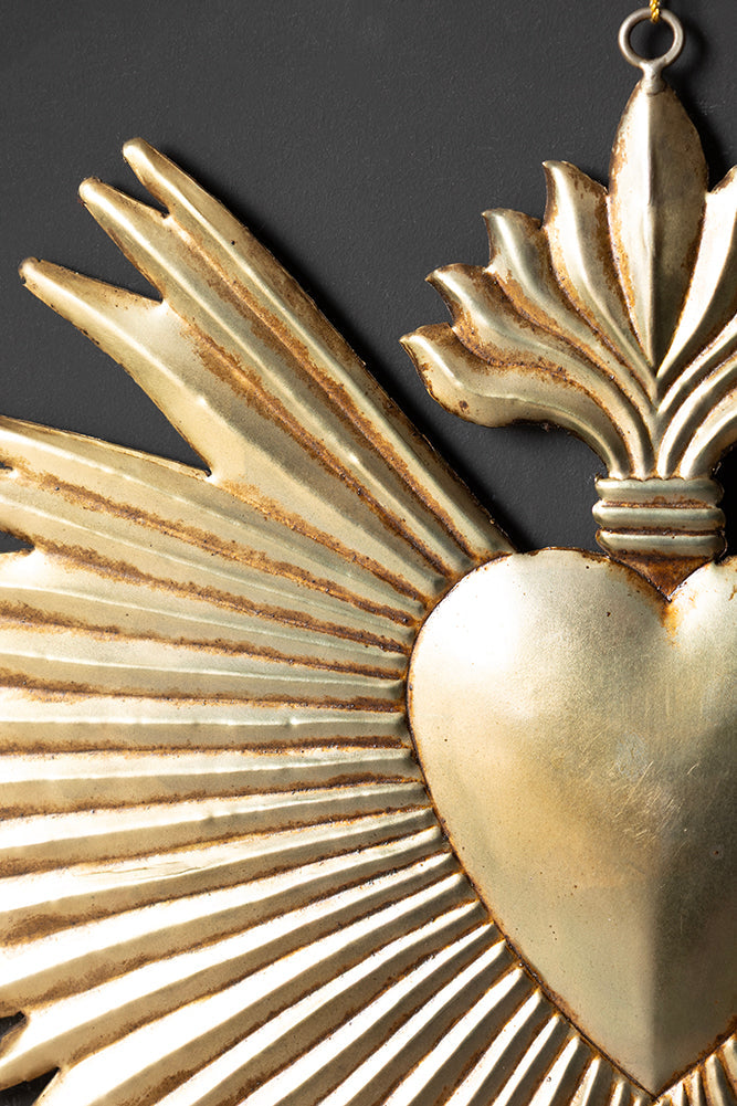 Large Milagro Antiqued-Style Heart Decoration