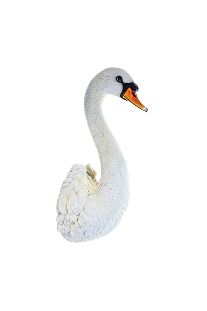 Large White Faux Swan Head Wall Art