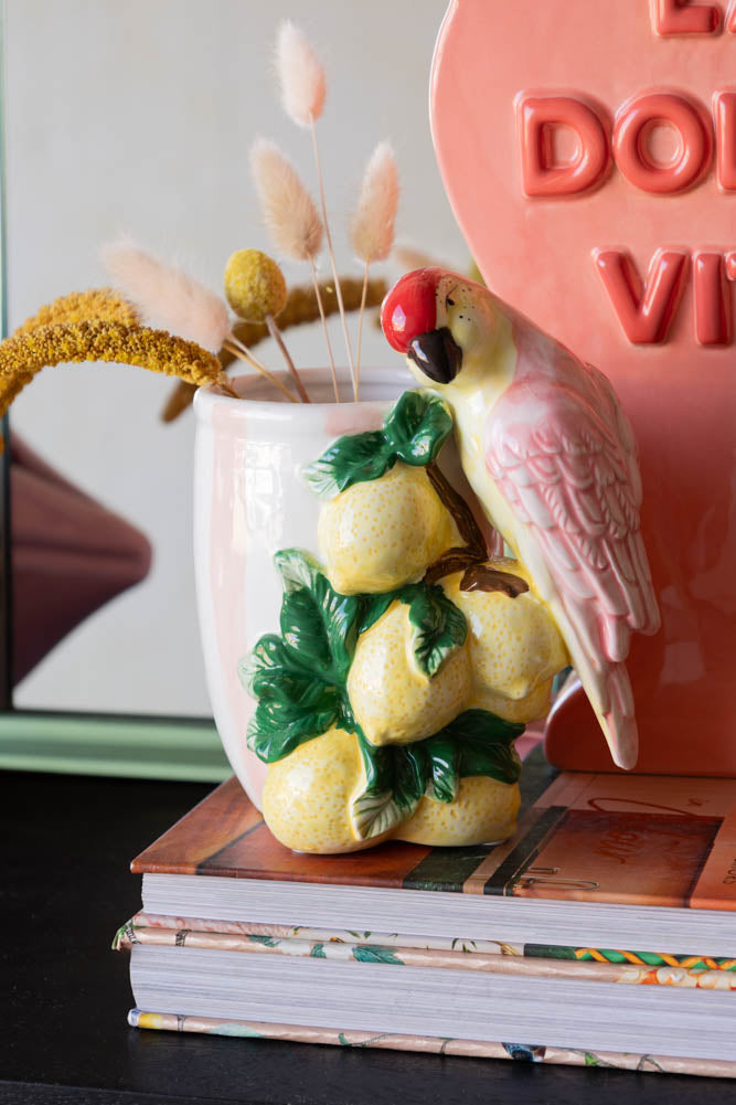 Lemon & Parrot Pink Stripe Indoor Planter