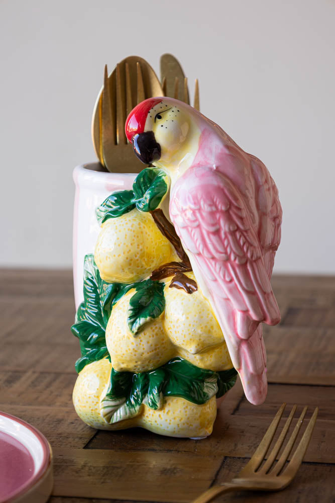 Lemon & Parrot Pink Stripe Indoor Planter