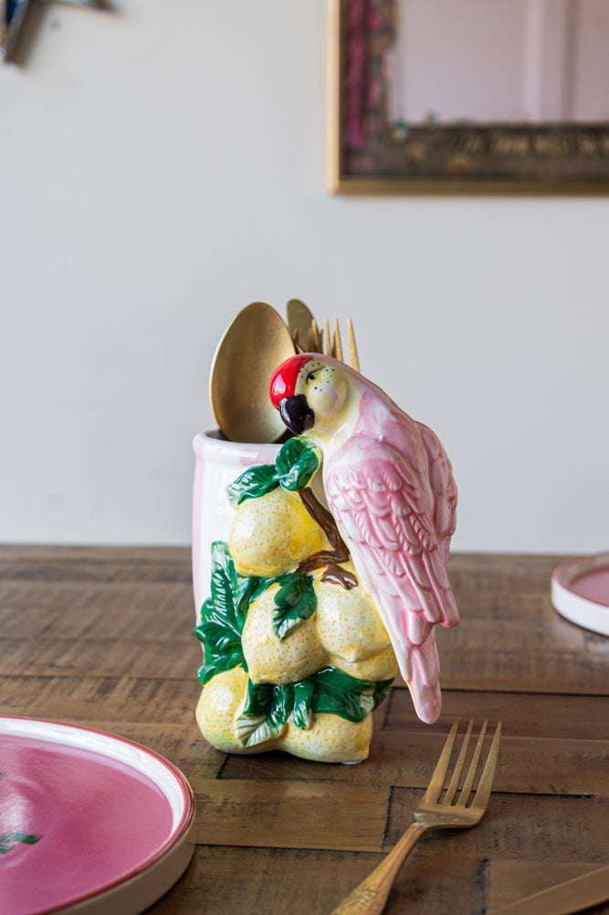 Lemon & Parrot Pink Stripe Indoor Planter