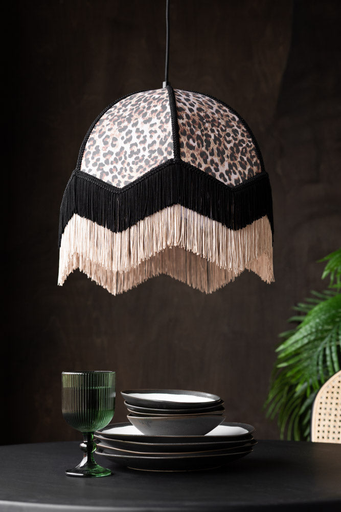Leopard Love Print Double Tassel Edge Ceiling Light