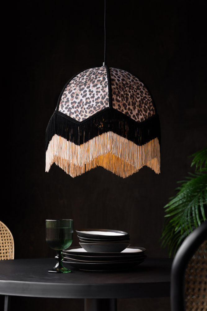 Leopard Love Print Double Tassel Edge Ceiling Light