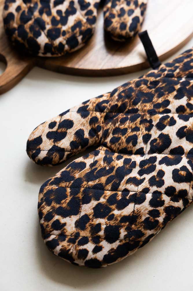 Leopard Love Print Oven Mitts