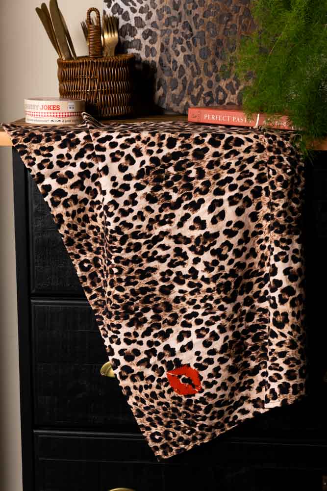 Leopard Love Print Tea Towel
