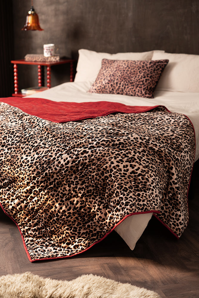 Leopard Love Print with Red Reversible Quilt