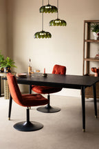 Leopard Print Black Wood 6 Seater Dining Table