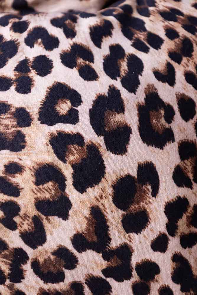 Leopard Print Cushion With Pink Scalloped Edge