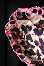 Leopard Print Cushion With Pink Scalloped Edge