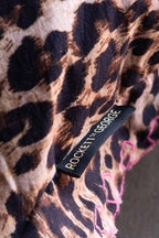 Leopard Print Cushion With Pink Scalloped Edge